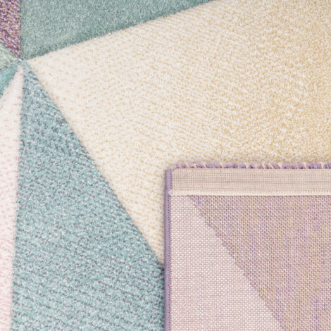 Paco Home Tapis Poils Ras Moderne Tendance Pastel Géométrique Inspiration Multicolore 70x250 cm