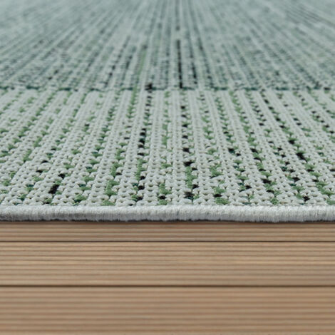 Paco Home Tapis Intérieur Extérieur Vert Beige Balcon Terrasse Tissé Bordure Tissage Plat 80x150 cm