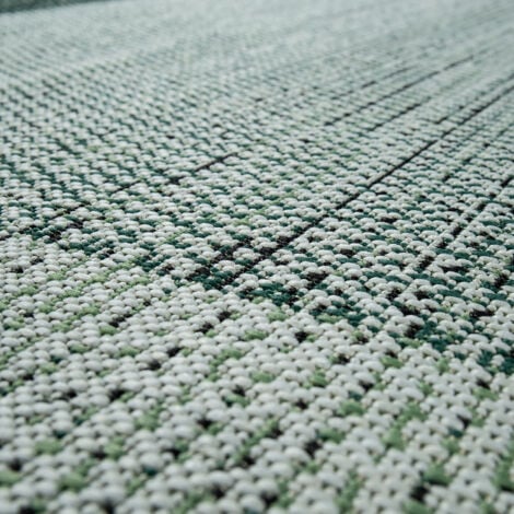 Paco Home Tapis Intérieur Extérieur Vert Beige Balcon Terrasse Tissé Bordure Tissage Plat 80x150 cm