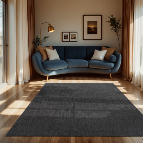 Paco Home Tapis Intérieur Et Extérieur Balcon Terrasse Tapis Cuisine Monochrome Moucheté Anthracite, 240x340 cm (1/5)