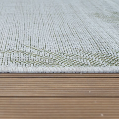 Paco Home Tapis Intérieur Et Extérieur Beige Vert Design Palmiers Balcon Terrasse Robuste Résistant Intempéries 60x100 cm