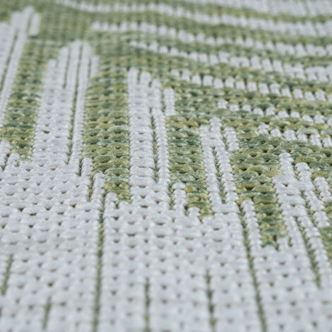 Paco Home Tapis Intérieur Et Extérieur Beige Vert Design Palmiers Balcon Terrasse Robuste Résistant Intempéries 60x100 cm