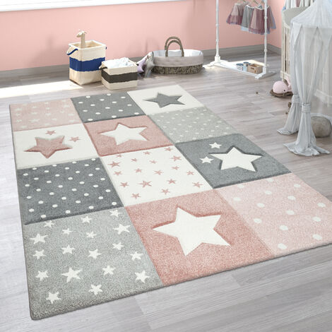 Paco Home Tapis Puzzle Jeux Tapis Mousse Tapis Bébé Fille Chiffres Lettres  Pastel Rose 32x32 cm