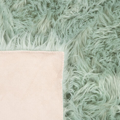Paco Home Tapis De Salon Fausse Fourrure Imitation Shaggy Coussins De Sol Forme Cœur Rond 30 cm rond, Vert Menthe