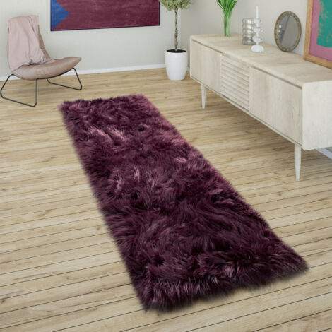 Paco Home Tapis Fausse Fourrure Coussin Cœur Rond Différentes Formes, Violet 50x150 cm (1/5)