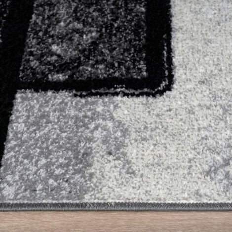 Paco Home Tapis Design Moderne Poils Ras Abstrait Peintures Effet Noir Gris Anthracite 160x230 cm