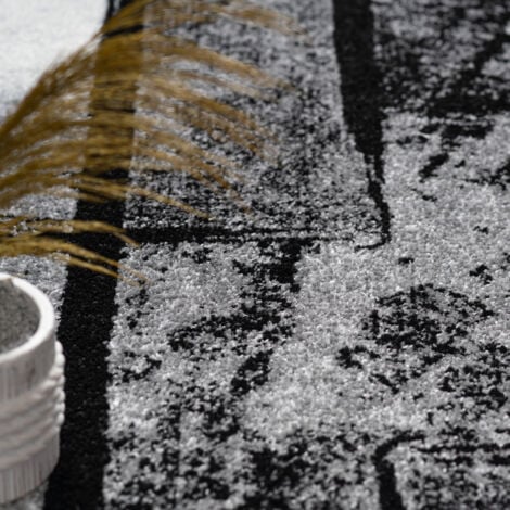 Paco Home Tapis Design Moderne Poils Ras Abstrait Peintures Effet Noir Gris Anthracite 160x230 cm