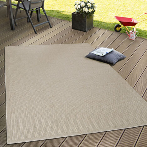 Paco Home – Tapis d'extérieur tissé à plat 60x100 cm – Résistant aux intempéries – 100% polypropylène – Facile à entretenir – Design moderne beige