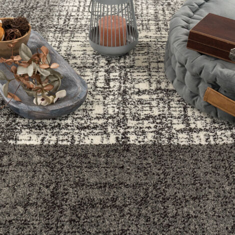 Tapis à Poils Courts 80x150cm Gris Motif Abstrait 3D - Polypropylène 100%, Pour Chambre, Salon, Salle à Manger