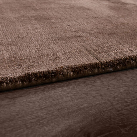 Paco Home Tapis Fait Main Haut De Gamme 100 % Viscose Vintage Aspect Chiné En Brun 80x150 cm