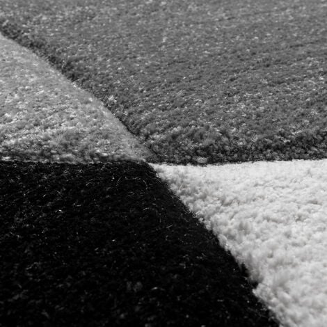 Paco Home Créateur Tapis Moderne Géométrique Motif Découpe Des Contours En Noir Blanc 60x110 cm