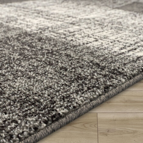 Tapis Poils Courts Gris 80x150cm - Motif Abstrait 3D Moderne, Pour Salon, Chambre
