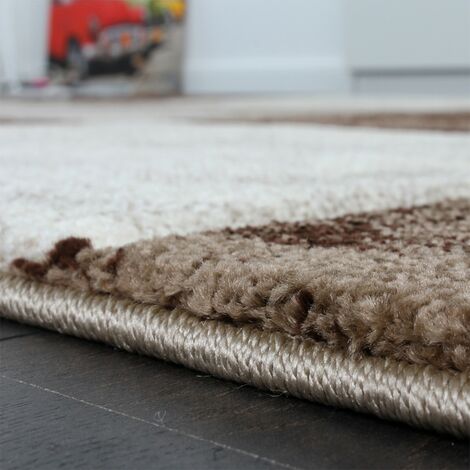 Paco Home Tapis De Créateur Moucheté Aux Contours Découpés à Carreaux Marron Beige Crème 60x110 cm