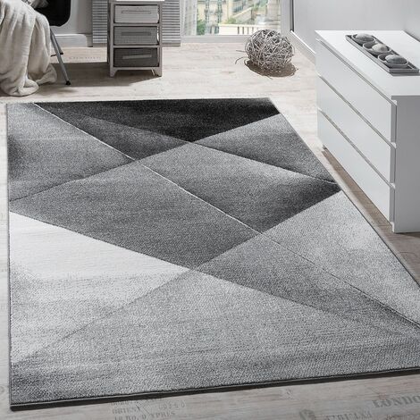 Paco Home – Tapis shaggy 70x250 cm – Motifs géométriques gris noir crème – 100% polypropylène – Épaisseur 9mm – Adapté au chauffage au sol (1/5)