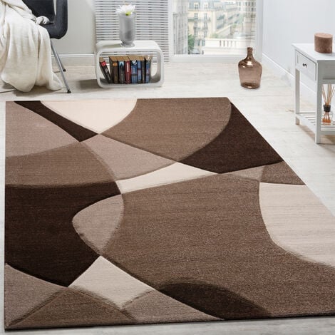 Paco Home Créateur Tapis Moderne Géométrique Motif Découpe Des Contours En Brun Crème Beige 160x230 cm