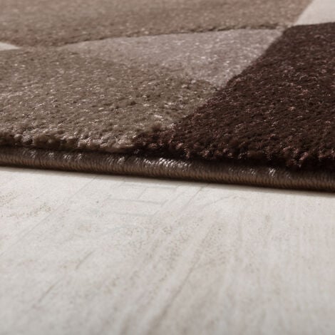 Paco Home Créateur Tapis Moderne Géométrique Motif Découpe Des Contours En Brun Crème Beige 160x230 cm
