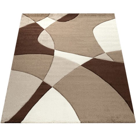 Paco Home Créateur Tapis Moderne Géométrique Motif Découpe Des Contours En Brun Crème Beige 160x230 cm