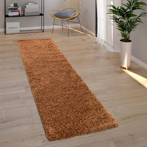 Paco Home Tapis Shaggy Tapis Salon Shaggy Poil Long Moderne Monochrome Beige Marron Cm Rond