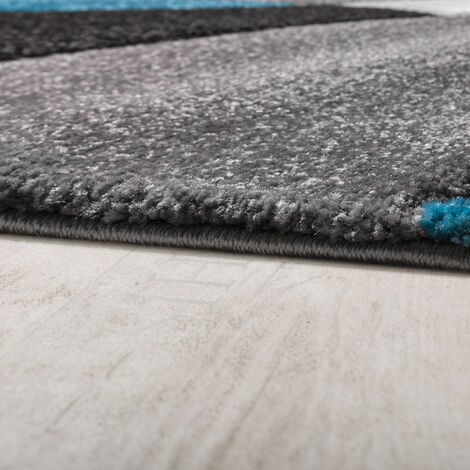 Paco Home Créateur Tapis Moderne Motifs Géométriques Découpe Des Contours En Turquoise Gris Noir 120x170 cm