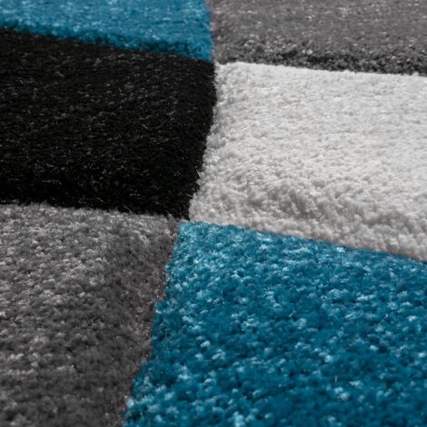 Paco Home Créateur Tapis Moderne Motifs Géométriques Découpe Des Contours En Turquoise Gris Noir 120x170 cm