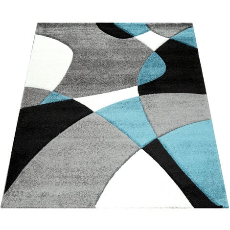 Paco Home Créateur Tapis Moderne Motifs Géométriques Découpe Des Contours En Turquoise Gris Noir 120x170 cm