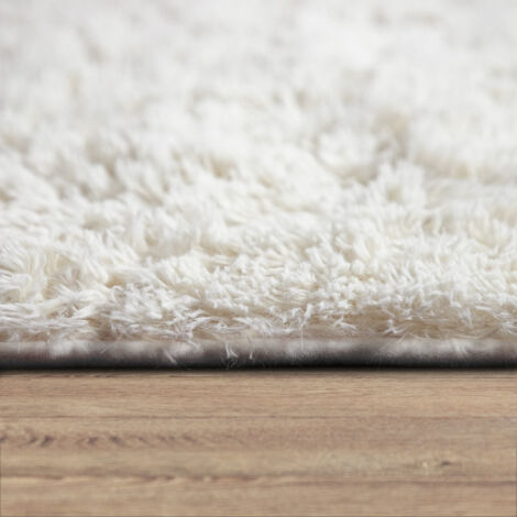 Paco Home Tapis De Salon Poil Long Shaggy Fausse Fourrure Pelucheux Pelucheux Crème Beige 160x220 cm