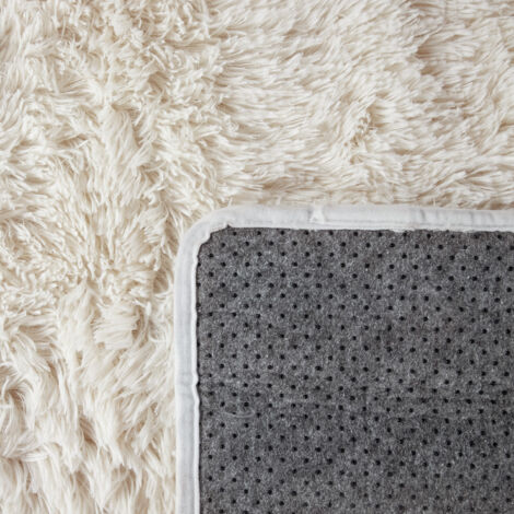 Paco Home Tapis De Salon Poil Long Shaggy Fausse Fourrure Pelucheux Pelucheux Crème Beige 160x220 cm