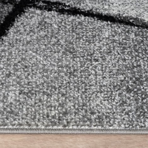 Paco Home Tapis Salon Tapis Salon Poils Ras Motif Moderne Abstrait Géométrique Gris Noir 140x200 cm