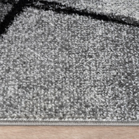 Tapis Salon Uni Moderne Poils Ras - Paco Home, 140x200 Cm, Noir, Compatible Chauffage Au Sol