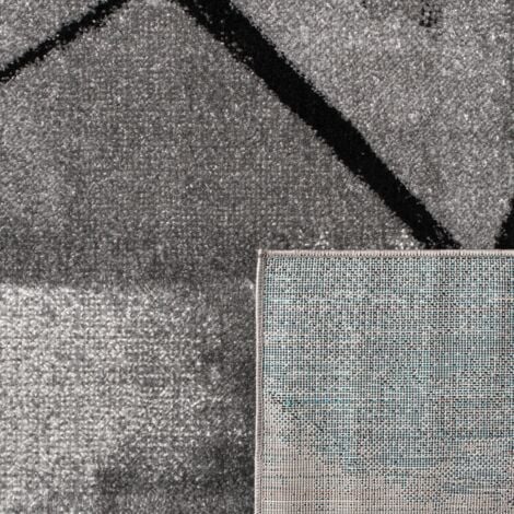 Paco Home Tapis Salon Tapis Salon Poils Ras Motif Moderne Abstrait Géométrique Gris Noir 140x200 cm