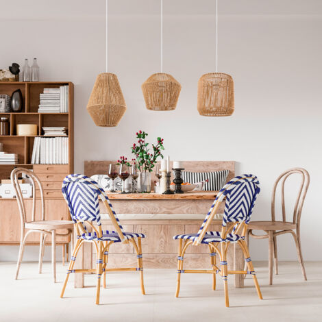 Suspension Design Moderne Suspension Design Paco Home - Abat-jour Tissu Moderne E27 Blanc/Noir Luminaire Salon Salle à Manger