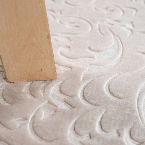 Paco Home Tapis De Salon Poil Ras 160x230 Cm Beige Marron - Aspect 3D Vintage Avec Découpe De Contour Moderne