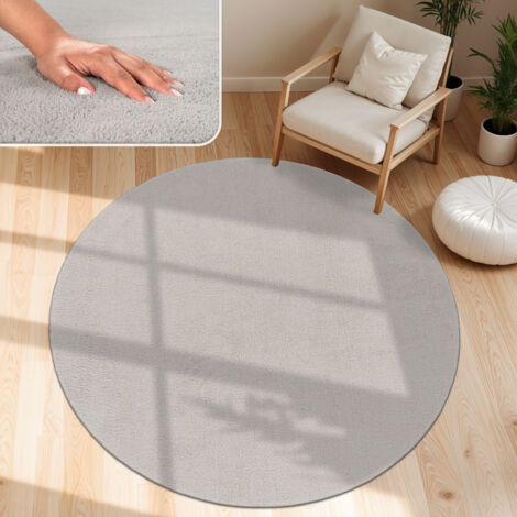 Paco Home – Tapis shaggy rond 200 cm – Poils courts lavables – Doux effet fourrure – Antidérapant – Polyester certifié OEKO-TEX®