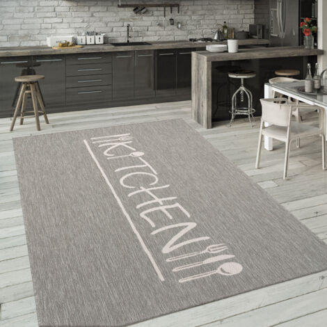 Paco Home Tapis Exterieur Terrasse Balcon Tapis Cuisine Moderne Écriture 80x150 cm, Gris (1/5)