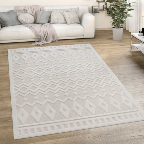 Paco Home – Tapis extérieur 120x160 cm crème – Motif scandinave et ethnique – Résistant aux intempéries – Compatible chauffage au sol (1/5)