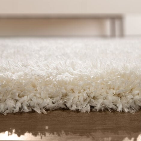 Paco Home Tapis Poils Hauts Moelleux Moderne Shaggy Style Flokati Confortable Uni Blanc 120x160 cm