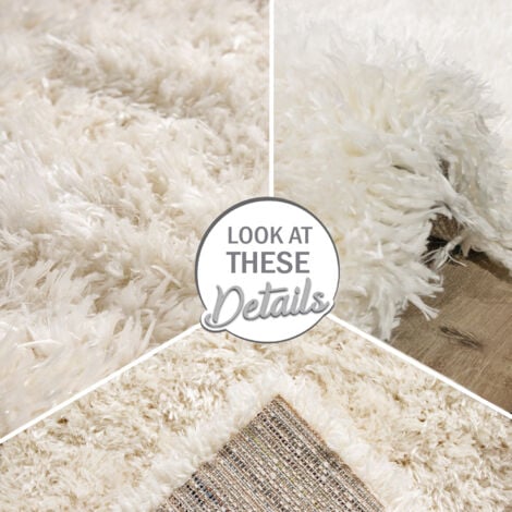 Paco Home Tapis Poils Hauts Moelleux Moderne Shaggy Style Flokati Confortable Uni Blanc 120x160 cm