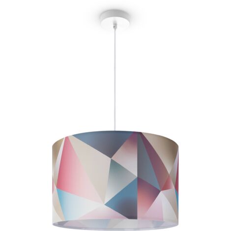 Paco Home Plafonnier Abat-Jour Tissu Suspension E27 Chambre Rond Lampe à suspension - Blanc, Design 4 (Ø45,5 cm) (1/5)