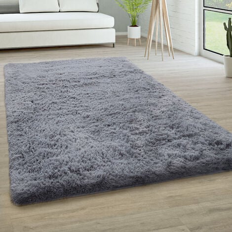 Tapis Noir en Polyester 80 x 150 cm Moelleux Fausse Fourrure de