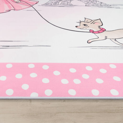 Tapis Enfant Paco Home Étoile Lune 140x200cm - Rose, Polypropylène