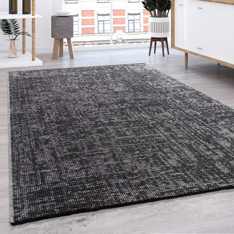 Paco Home Tapis De Salon Tissage Plat Moderne Uni Pastel Franges 60x100 cm, Gris