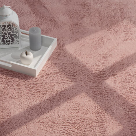 Paco Home Tapis De Salon, Rond Petit Tapis En Fausse Fourrure, Chambre d'Enfants, Peluche Shaggy Tapis De Lit 80 cm rond, Rose