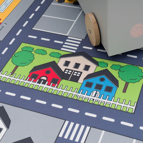 Tapis Jeu Enfant 120x160cm Avec Routes - Gris - 100% Polyester (5mm) Compatible Chauffage Solaire