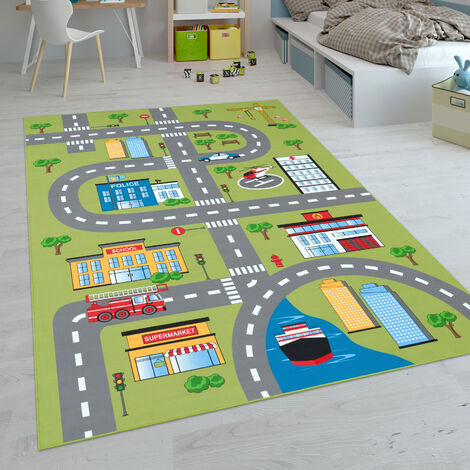 Paco Home Tapis Enfant, Tapis Poils Ras Chambre Enfant Différents Designs Tapis Jeu Coloré 200x290 cm, Vert 3 (1/5)