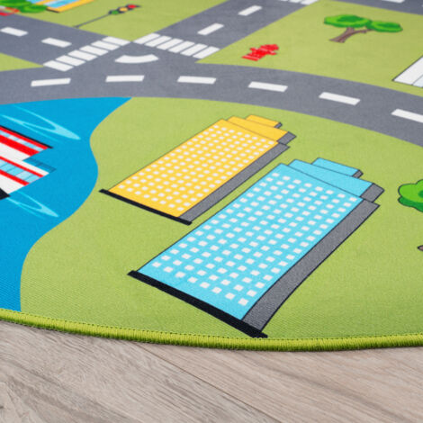 Paco Home Tapis Enfant Motif Rues Vert Gris – Tapis De Jeu 140x200 Cm Chambre Bébé Enfant