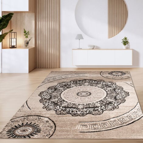 Paco Home Tapis De Salon Poils Ras Tapis Vintage Motifs Modernes Géométriques Marron Beige 200x280 cm, Marron 8