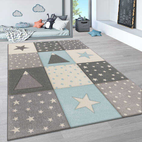 Paco Home Tapis Enfant Tapis Chambre Enfant Rue Voitures Avion Pelleteuse  Bateau Gris Vert 80 cm rond