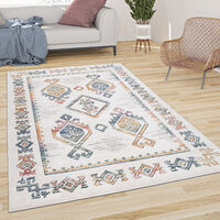 Paco Home Tapis Salon Tapis Poils Ras Moderne Diamant Scandinave Boho  Pastel Avec Bordure 60x100 cm