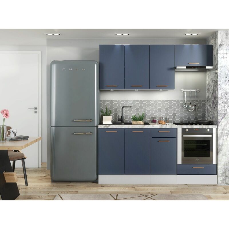 Kitchen Set Light Grey Gloss 8 Cabinets 40cm Larder Cupboard I