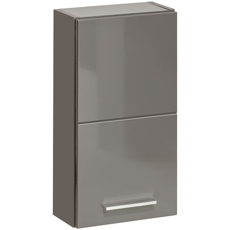 Modern Grey Gloss Bathroom Wall Hung Storage Cabinet Door Unit Soft Close Twist